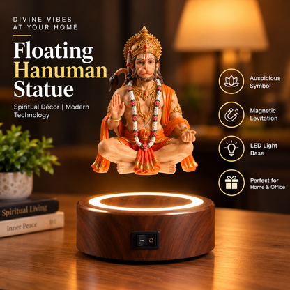 🕉️ Floating Hanuman Ji LED Levitation Lamp – Divine 3D Magnetic Levitation Décor