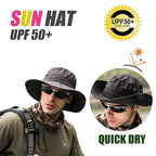 GUSTAVE Bucket Hat UPF 50 Waterproof Wide Brim Trekking Black One Size