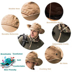 GUSTAVE Bucket Hat UPF 50 Waterproof Wide Brim Trekking Black One Size
