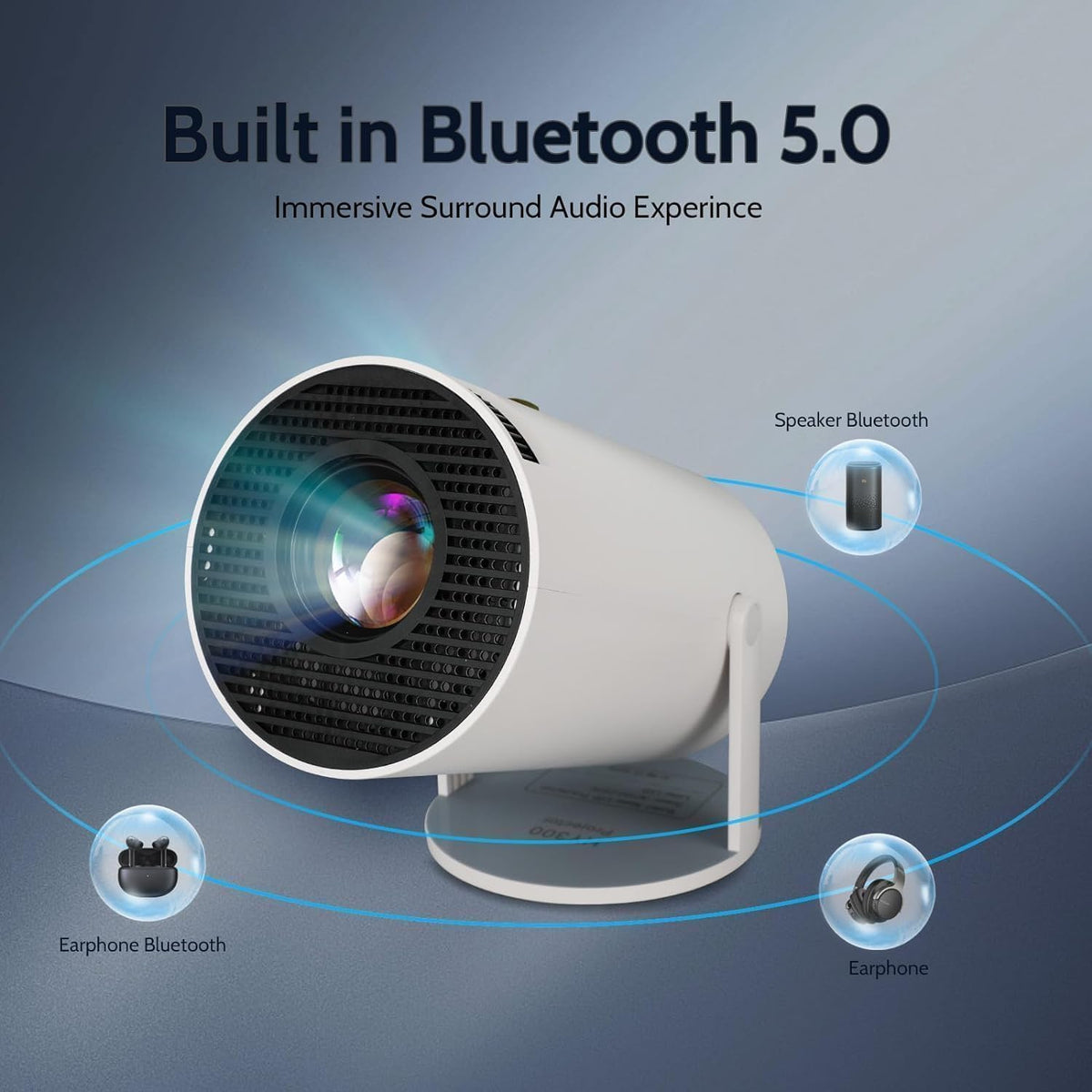 Portable Mini Projector, 4K 1080P Full HD Projector, Support Video Projector