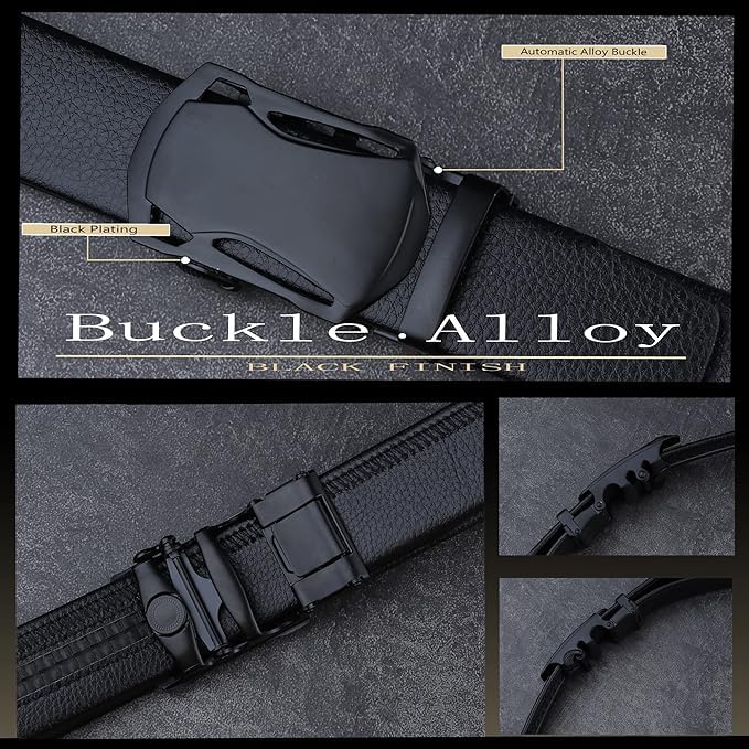 Men’s Genuine Leather Belt with Classic Metal Buckle, Adjustable Casual and Formal Waist Belt for Jeans, Trousers and Office Wear