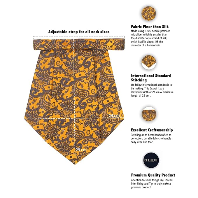 Peluche The Woodlot Copse Brown Cravat & Pocket Square set For Men