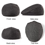 Men Ivy Gatsby Newsboy Cap - Classic Wool Blend Tweed Flat Cap Cabbie Hat Men