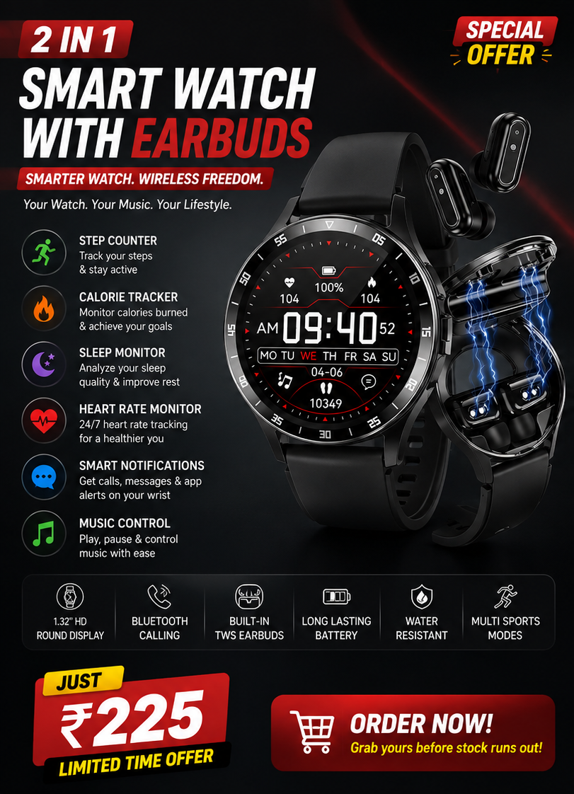 Smart Watch with Earbuds, 1.32 Inch Round Fitness Watch X7, 2 in 1 Bluetooth Watch with Step,Calories,Sleep Monitor,Heart Rate Blood Pressu-re...