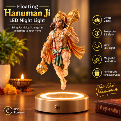 🕉️ Floating Hanuman Ji LED Levitation Lamp – Divine 3D Magnetic Levitation Décor