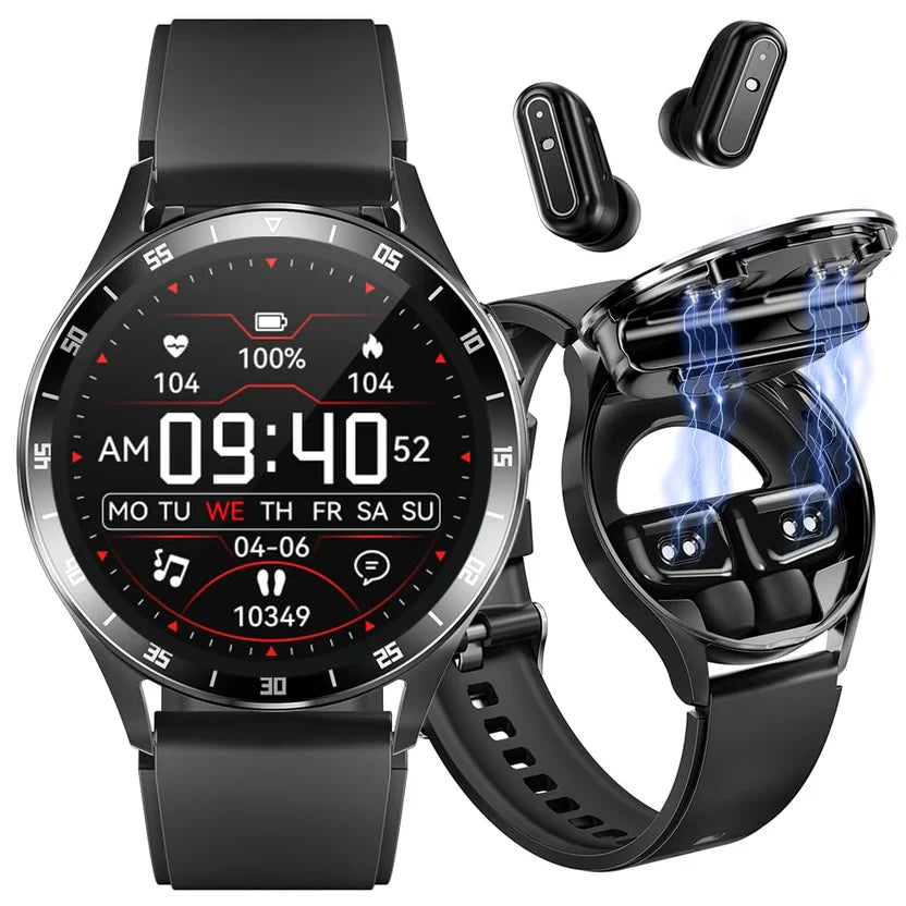 Smart Watch with Earbuds, 1.32 Inch Round Fitness Watch X7, 2 in 1 Bluetooth Watch with Step,Calories,Sleep Monitor,Heart Rate Blood Pressu-re...
