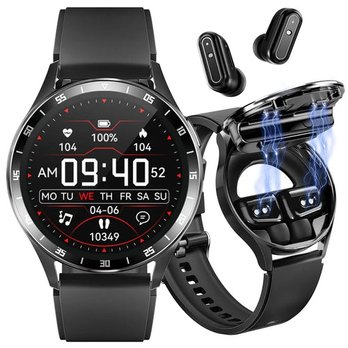 Smart Watch with Earbuds, 1.32 Inch Round Fitness Watch X7, 2 in 1 Bluetooth Watch with Step,Calories,Sleep Monitor,Heart Rate Blood Pressu-re...