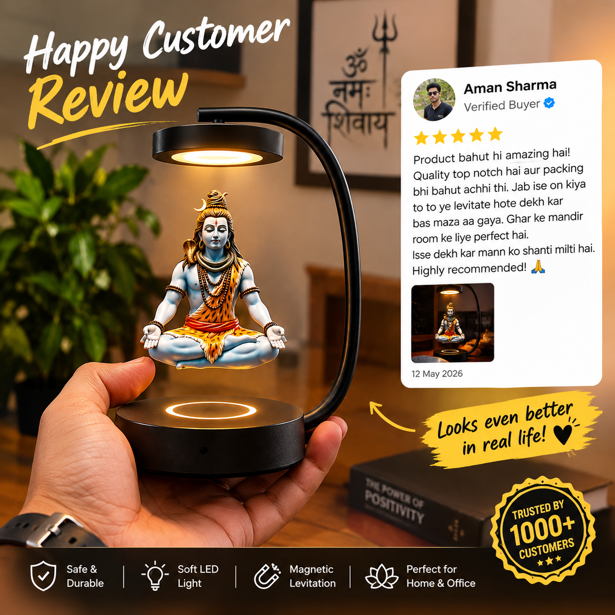 Floating Lord Shiva LED Lamp  Magnetic Levitation Decorative Table Lamp