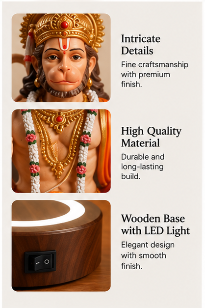 🕉️ Floating Hanuman Ji LED Levitation Lamp – Divine 3D Magnetic Levitation Décor